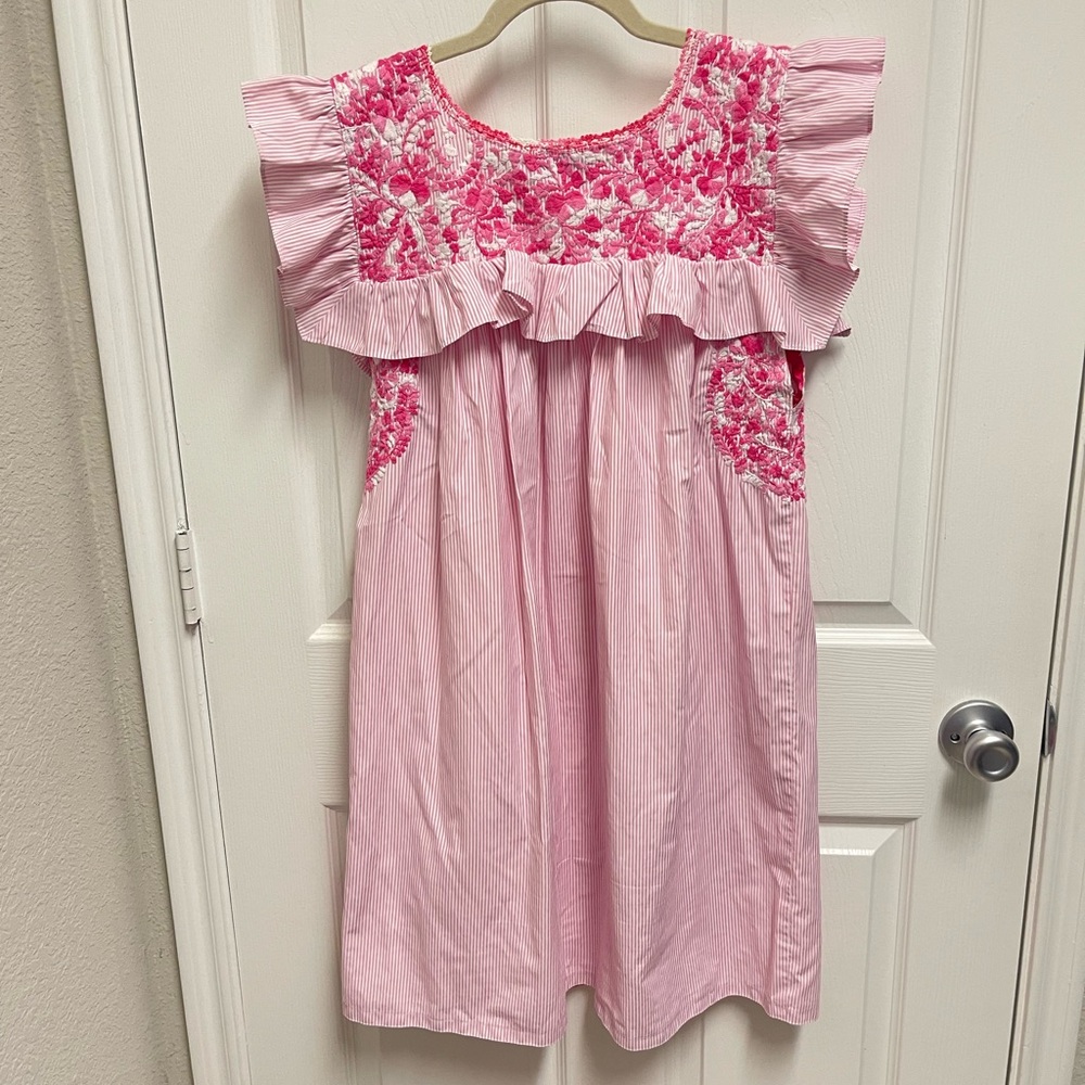 Mi Golondrina Pink Embroidered Dress - Picture 13 of 14